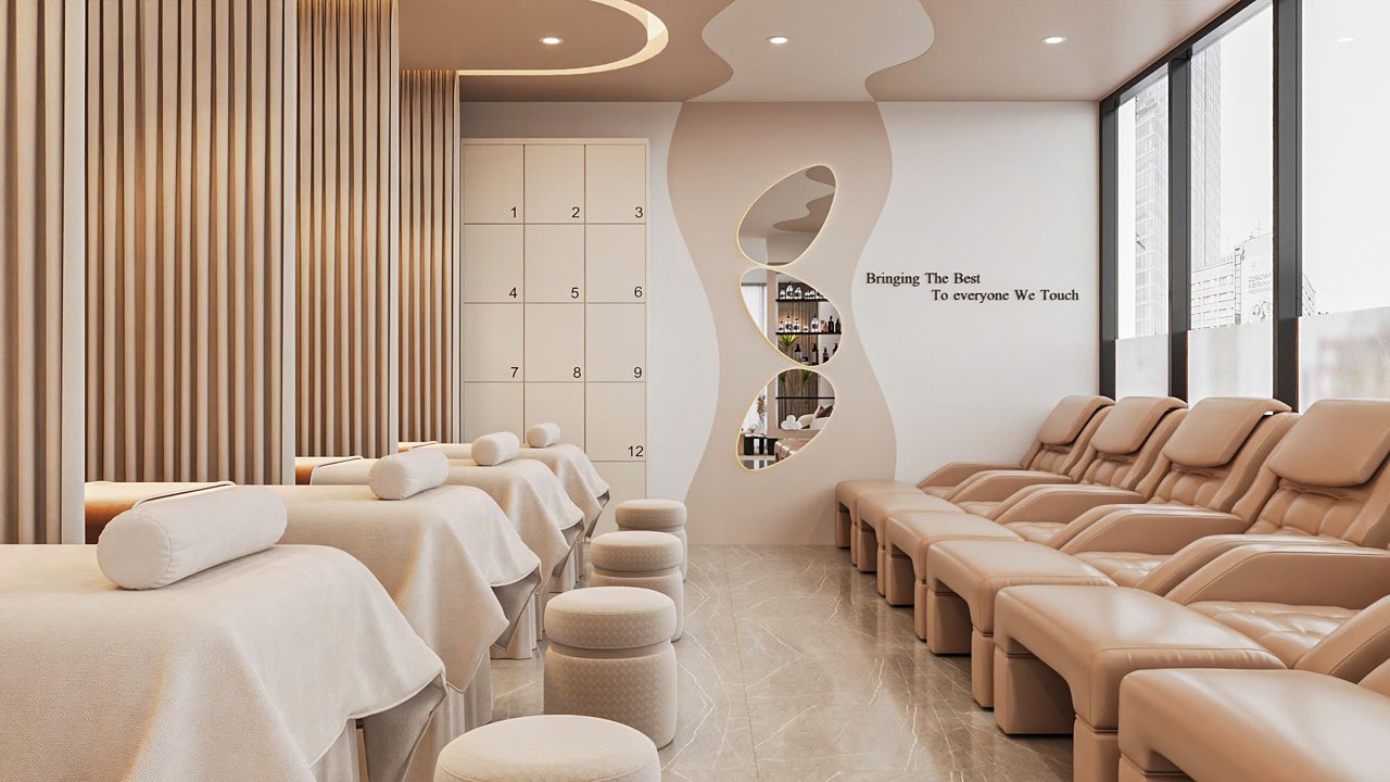 Bề mặt sơn bả 2K nhiều màu cho nội thất salon - Nội Thất Hà Tuấn LX