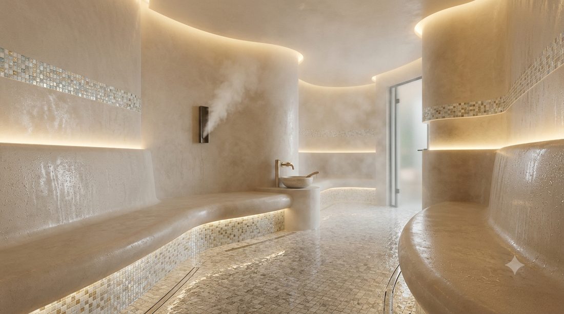 Phòng xông ướt steam room hơi nước trong spa
