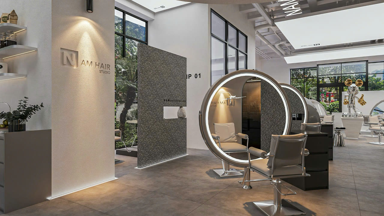Render 3D khu VIP salon NAM Hair Studio 90 Nguyễn Tuân - Nội Thất Hà Tuấn LX