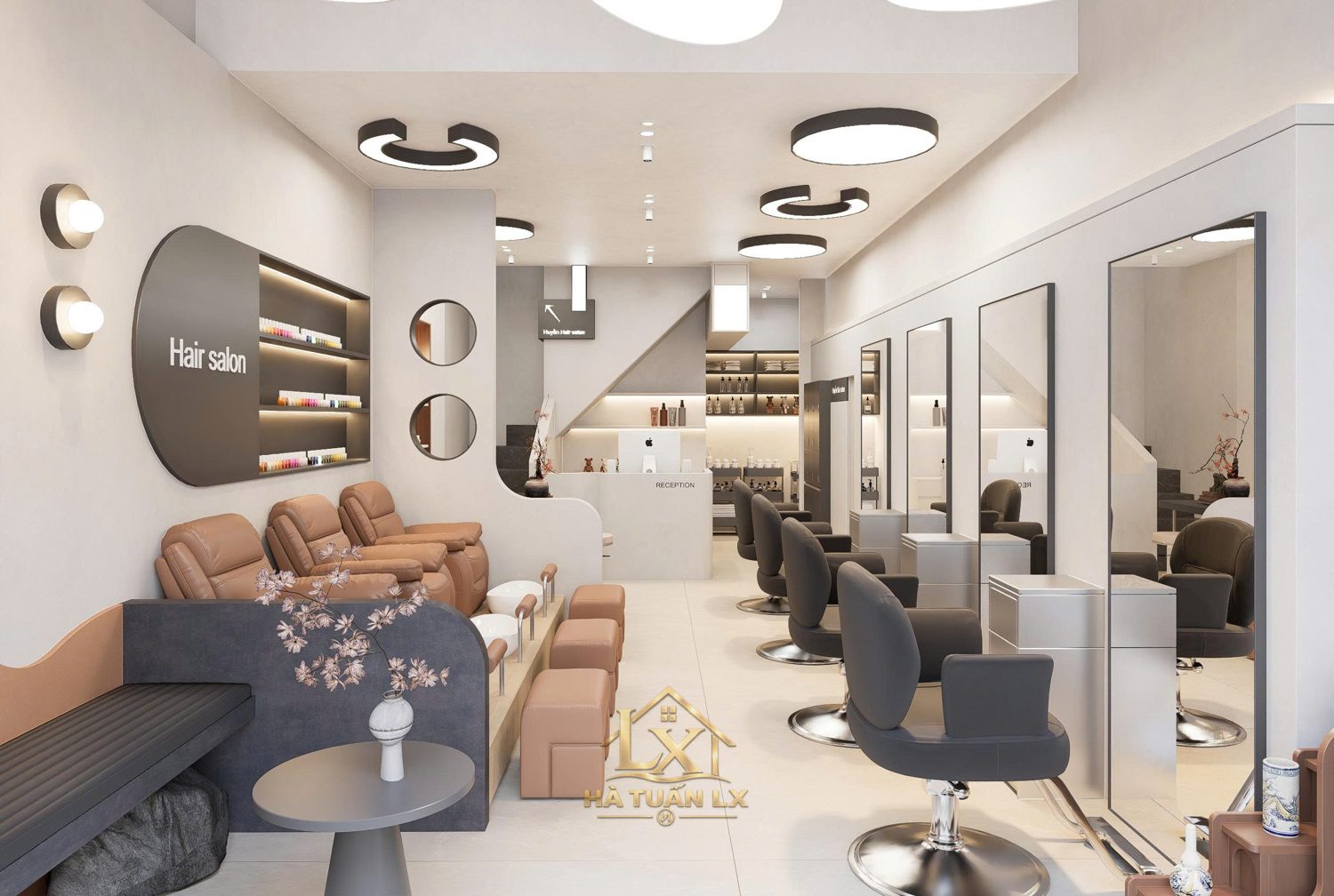Mẫu thiết kế 3D salon kết hợp nail — Nội Thất Hà Tuấn LX