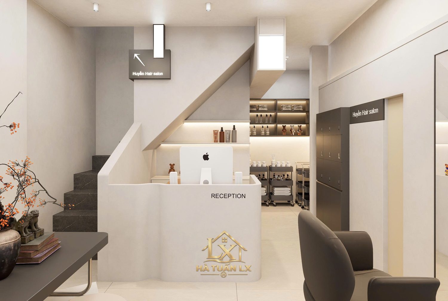 Mẫu thiết kế 3D salon kết hợp nail — Nội Thất Hà Tuấn LX