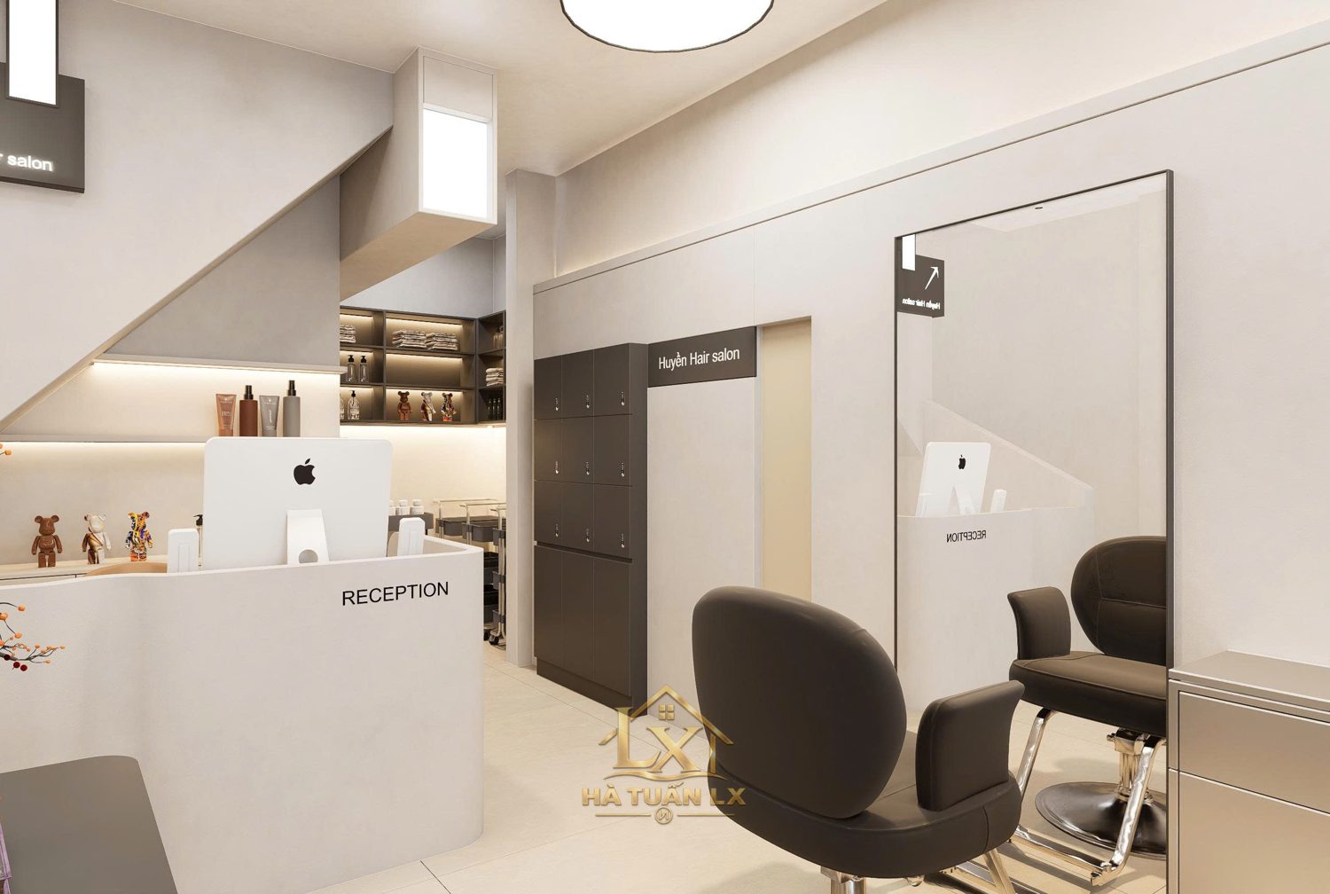 Mẫu thiết kế 3D salon kết hợp nail — Nội Thất Hà Tuấn LX