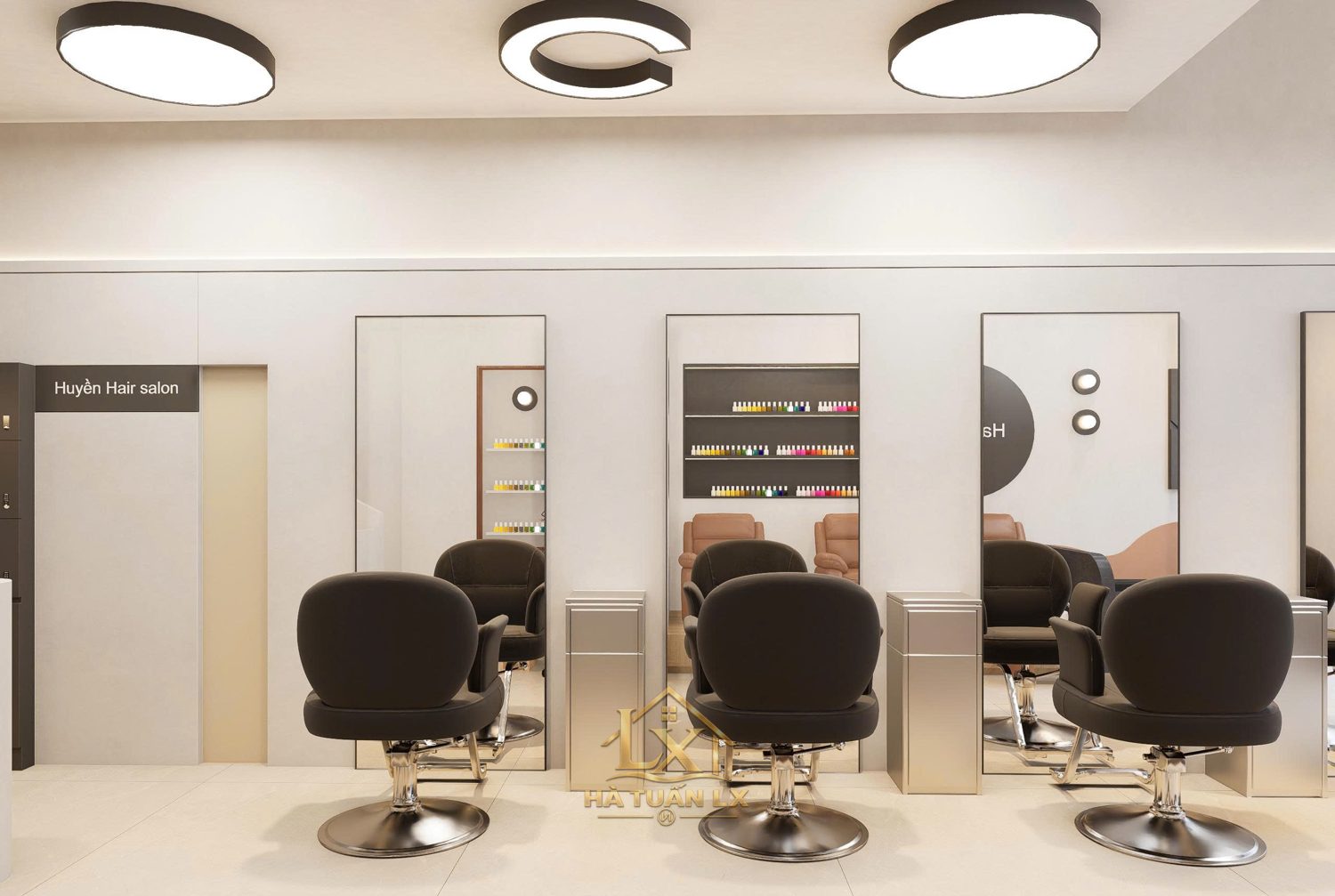 Mẫu thiết kế 3D salon kết hợp nail — Nội Thất Hà Tuấn LX