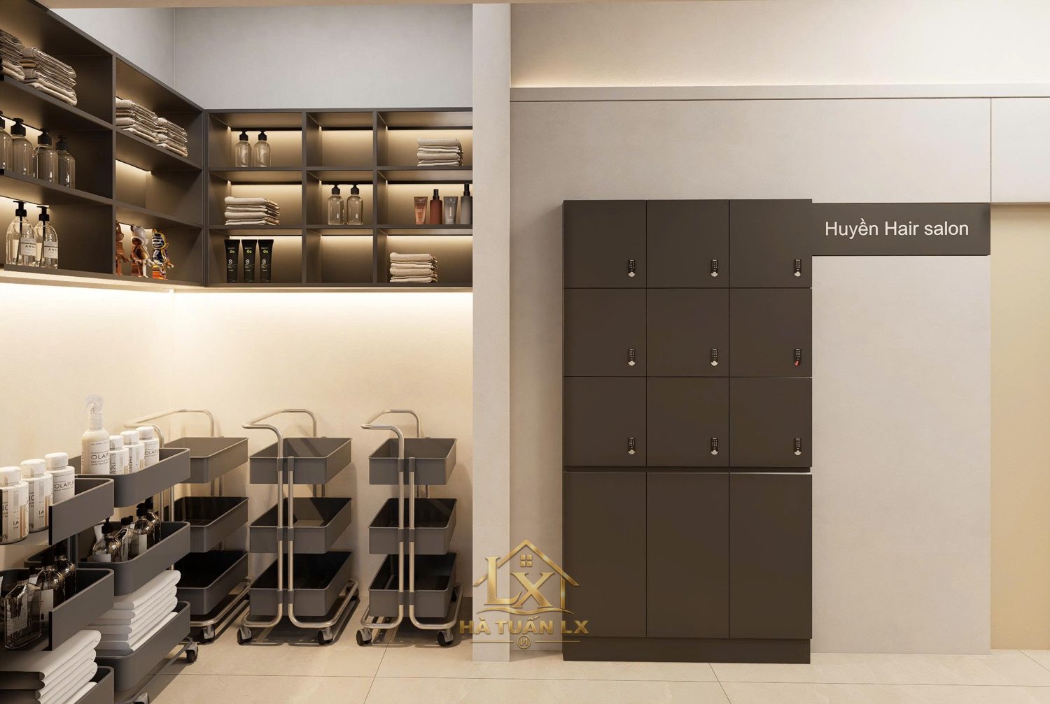 Mẫu thiết kế 3D salon kết hợp nail — Nội Thất Hà Tuấn LX