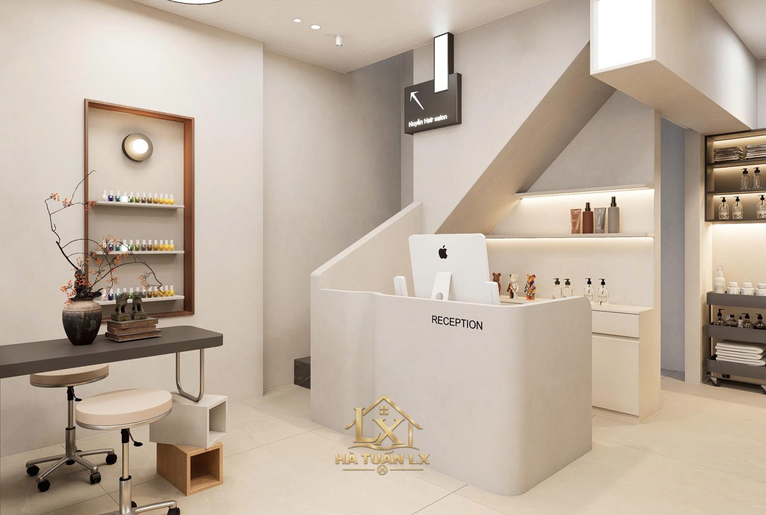 Mẫu thiết kế 3D salon kết hợp nail — Nội Thất Hà Tuấn LX