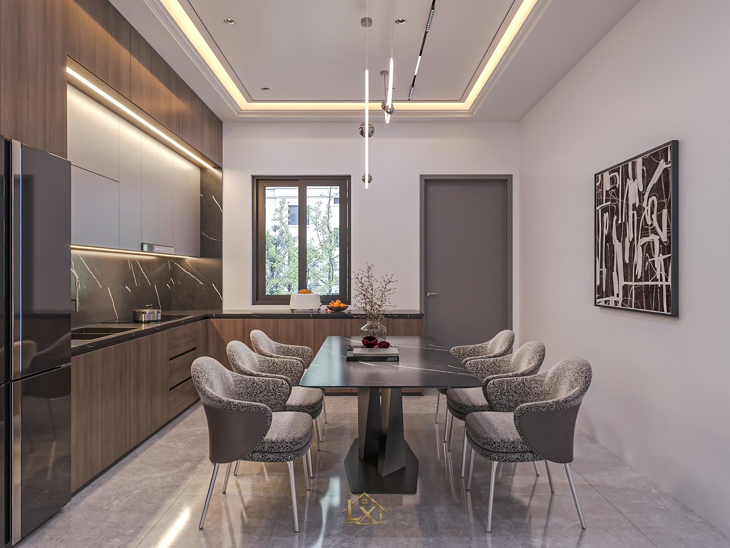 Tủ bếp gia đình - công trình Nội Thất Hà Tuấn LX