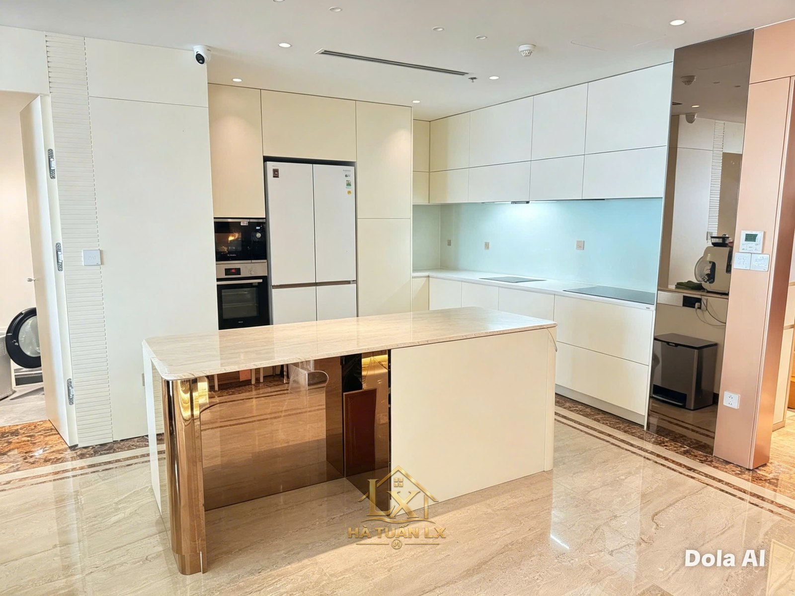 bảo quản mặt đá bếp - Mặt đá bếp trong căn hộ do Nội Thất Hà Tuấn LX thi công