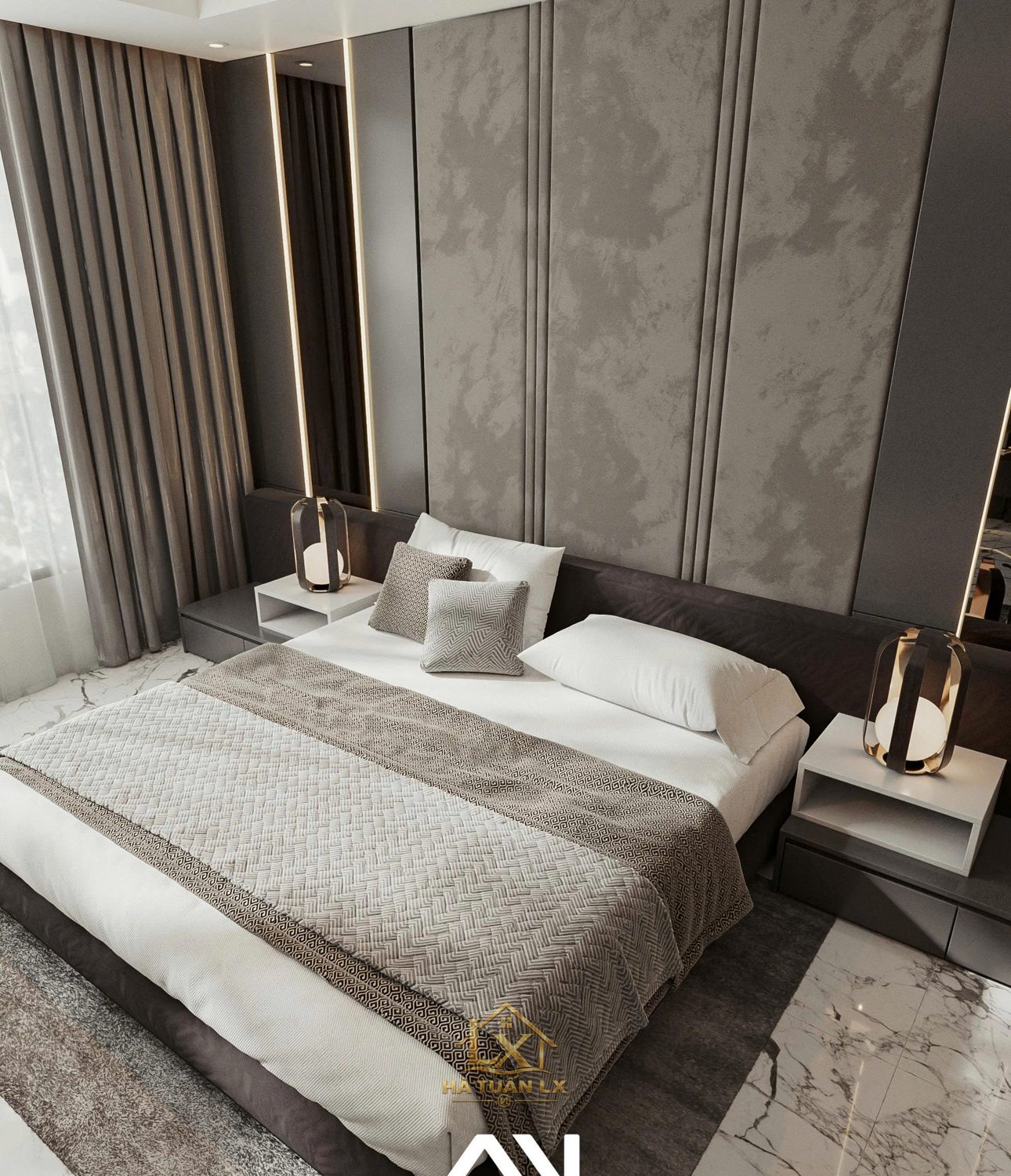 Nội thất phòng ngủ (thiết kế 3D) - Nội Thất Hà Tuấn LX