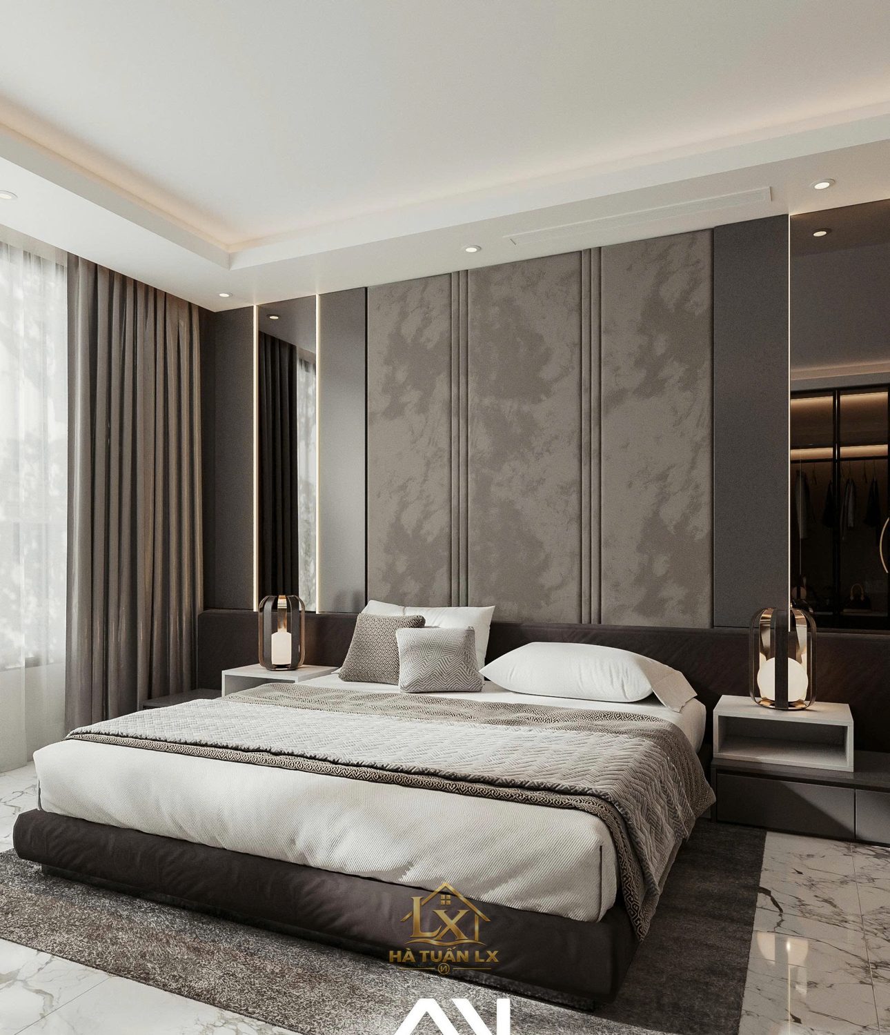 Nội thất phòng ngủ (thiết kế 3D) - Nội Thất Hà Tuấn LX