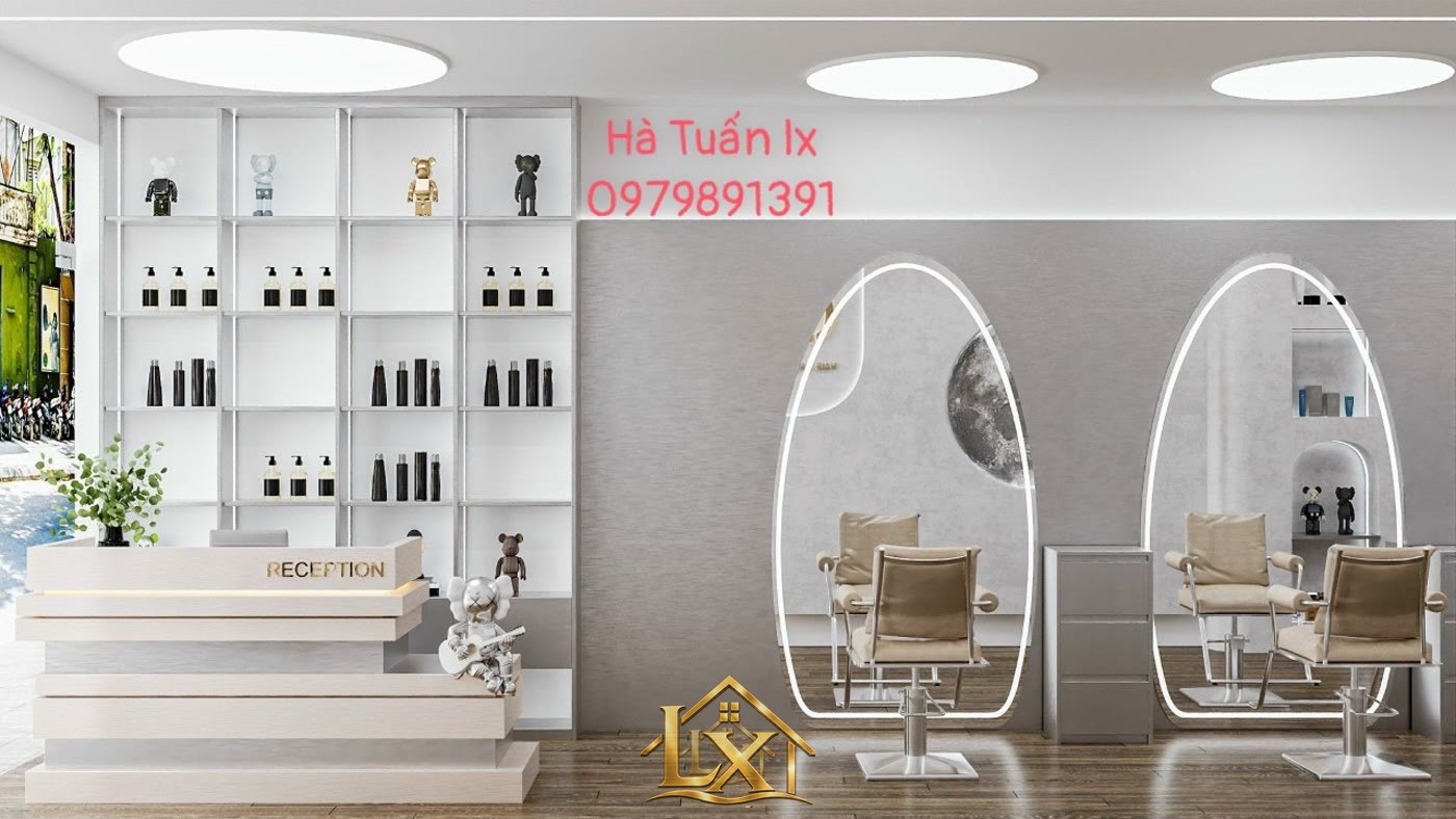 Mẫu cặp gương oval egg viền LED render trắng - Nội Thất Hà Tuấn LX
