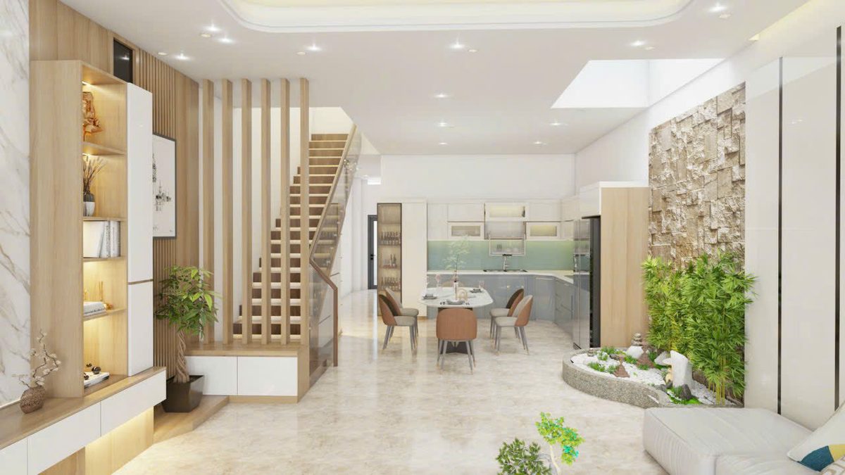 Hệ kệ trang trí và tủ dưới gầm cầu thang, mở ra không gian sinh hoạt - Nội Thất Hà Tuấn LX