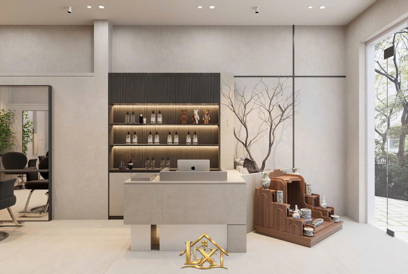 Mẫu quầy lễ tân salon thực tế do Nội Thất Hà Tuấn LX thi công 12 - Nội Thất Hà Tuấn LX