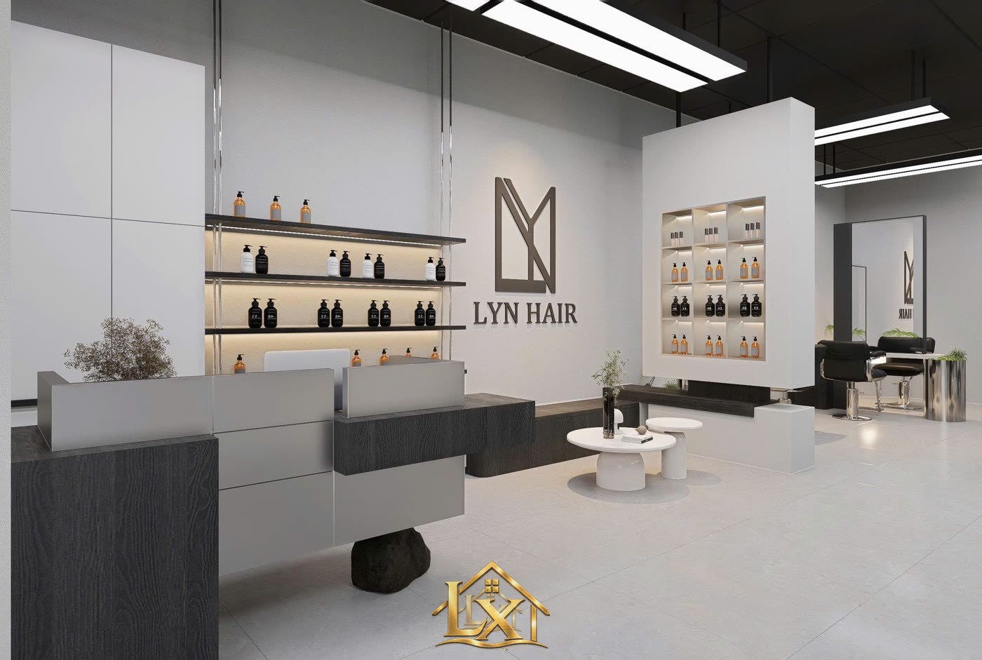 Mẫu quầy lễ tân salon thực tế do Nội Thất Hà Tuấn LX thi công 16 - Nội Thất Hà Tuấn LX
