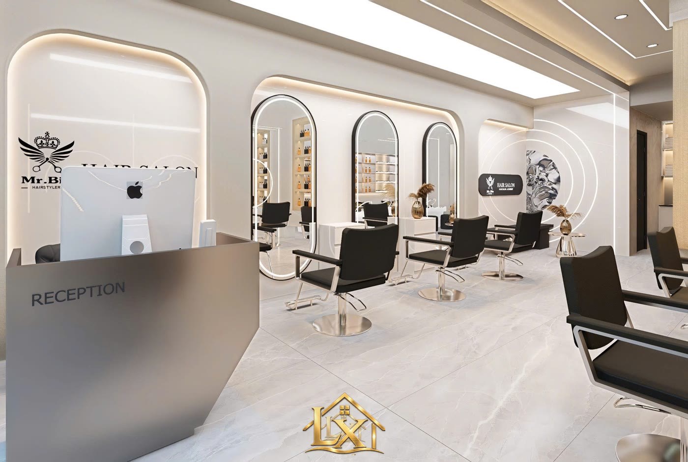 Mẫu quầy lễ tân salon thực tế do Nội Thất Hà Tuấn LX thi công 17 - Nội Thất Hà Tuấn LX