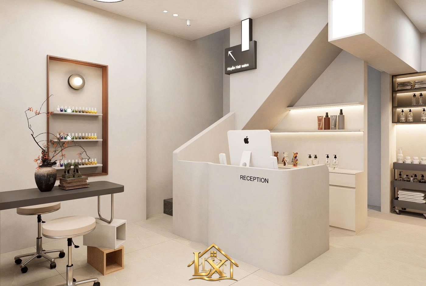 Mẫu quầy lễ tân salon thực tế do Nội Thất Hà Tuấn LX thi công 25 - Nội Thất Hà Tuấn LX