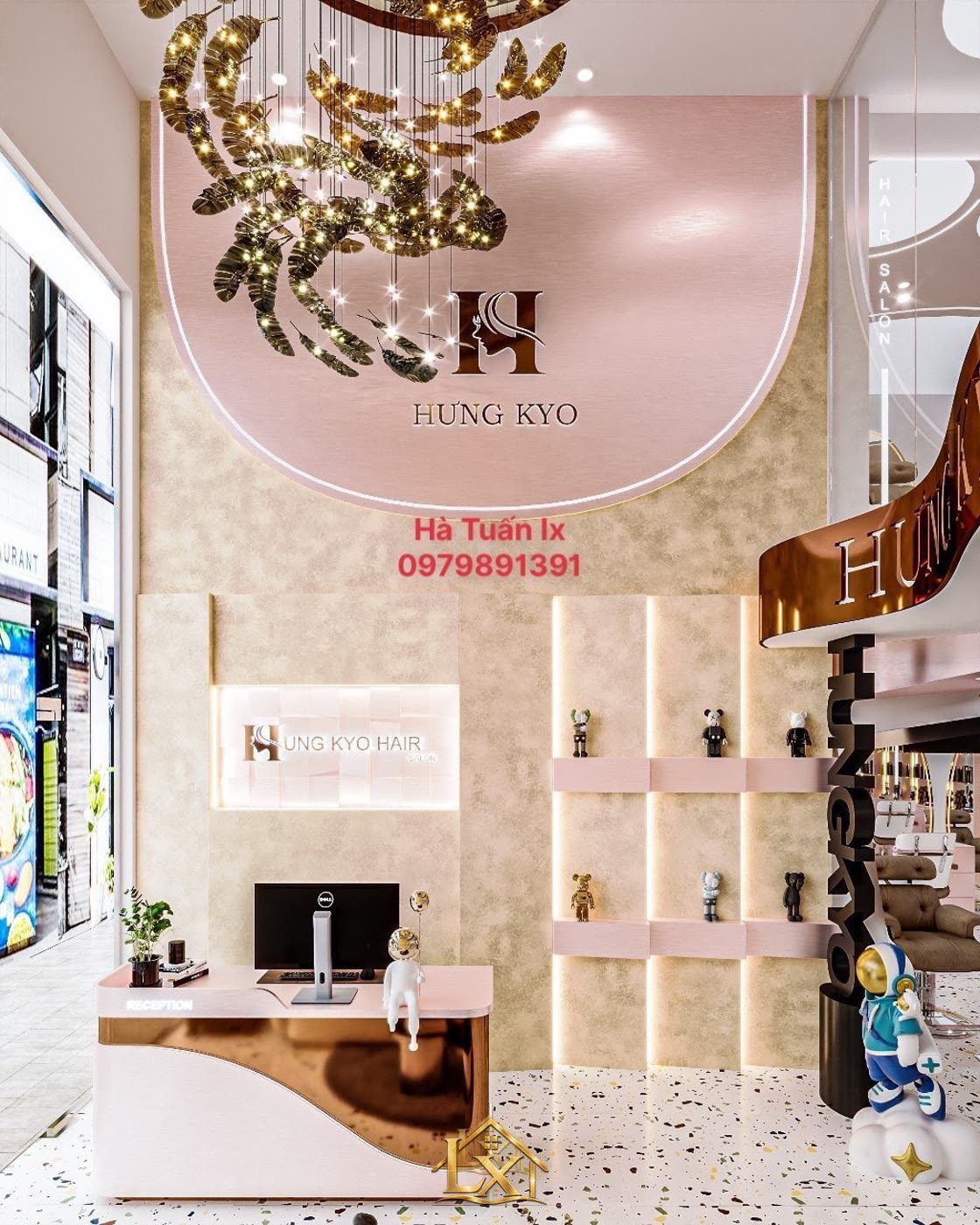 Mẫu quầy lễ tân salon thực tế do Nội Thất Hà Tuấn LX thi công 37 - Nội Thất Hà Tuấn LX