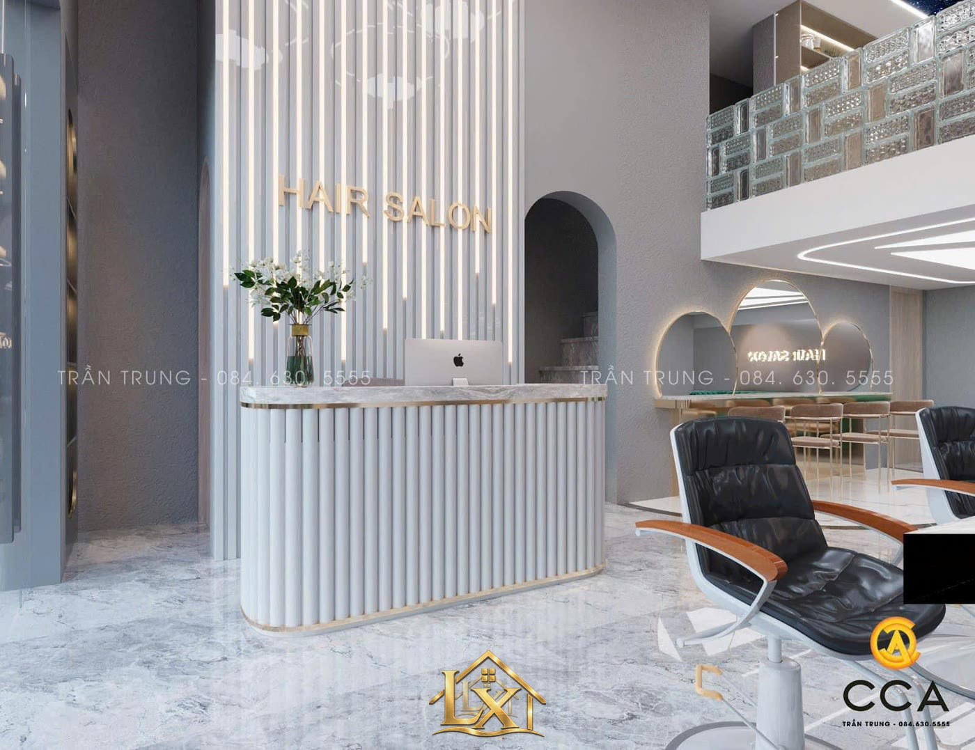 Mẫu quầy lễ tân salon thực tế do Nội Thất Hà Tuấn LX thi công 42 - Nội Thất Hà Tuấn LX