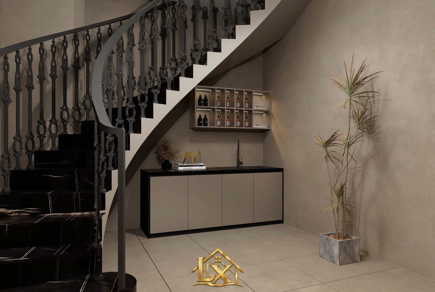 Mẫu tủ pha chế và khu gội salon do Nội Thất Hà Tuấn LX thi công 2 - Nội Thất Hà Tuấn LX