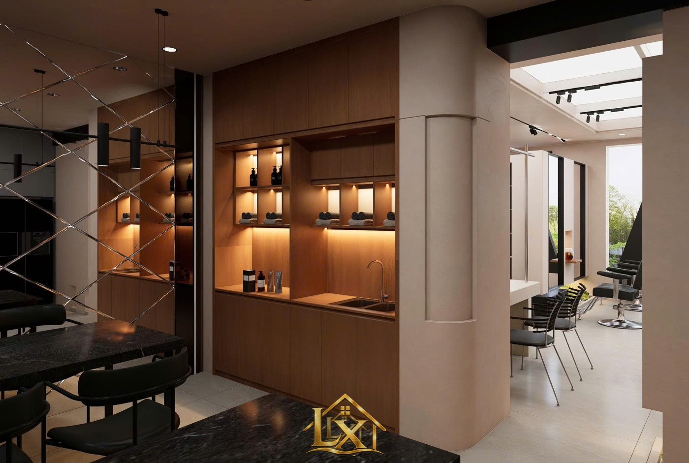 Mẫu tủ pha chế và khu gội salon do Nội Thất Hà Tuấn LX thi công 3 - Nội Thất Hà Tuấn LX