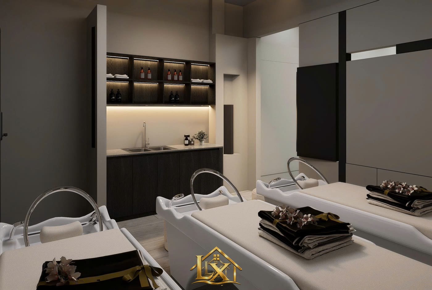 Mẫu tủ pha chế và khu gội salon do Nội Thất Hà Tuấn LX thi công 4 - Nội Thất Hà Tuấn LX