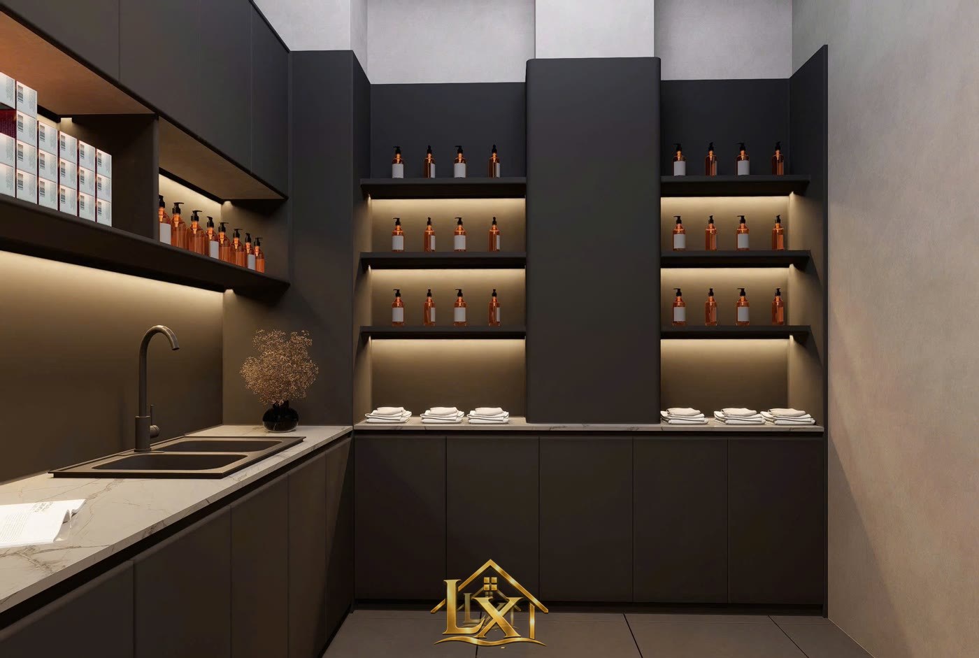 Mẫu tủ pha chế và khu gội salon do Nội Thất Hà Tuấn LX thi công 13 - Nội Thất Hà Tuấn LX