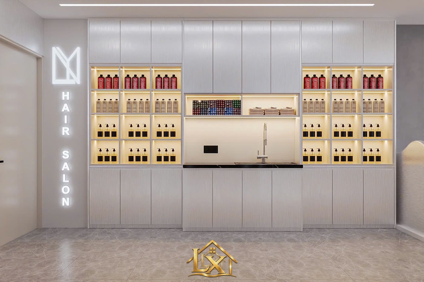 Mẫu tủ pha chế và khu gội salon do Nội Thất Hà Tuấn LX thi công 17 - Nội Thất Hà Tuấn LX