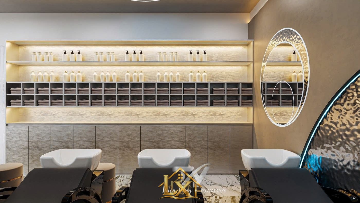 Mẫu tủ trưng bày sản phẩm mỹ phẩm salon do Nội Thất Hà Tuấn LX thi công 4 - Nội Thất Hà Tuấn LX
