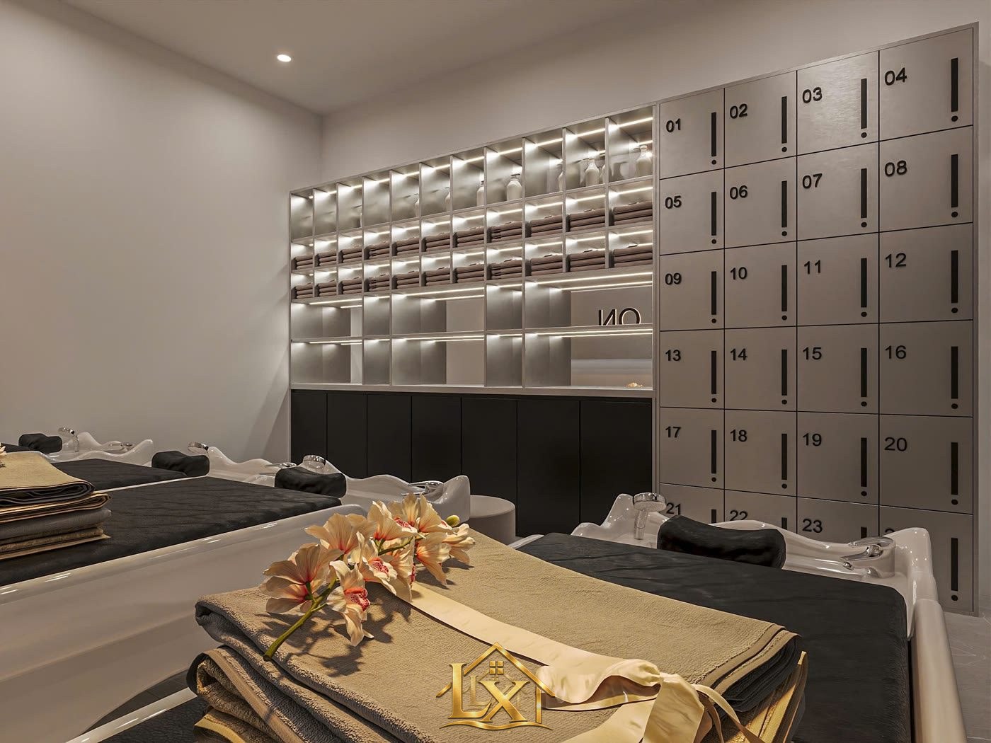 Mẫu tủ trưng bày sản phẩm mỹ phẩm salon do Nội Thất Hà Tuấn LX thi công 6 - Nội Thất Hà Tuấn LX