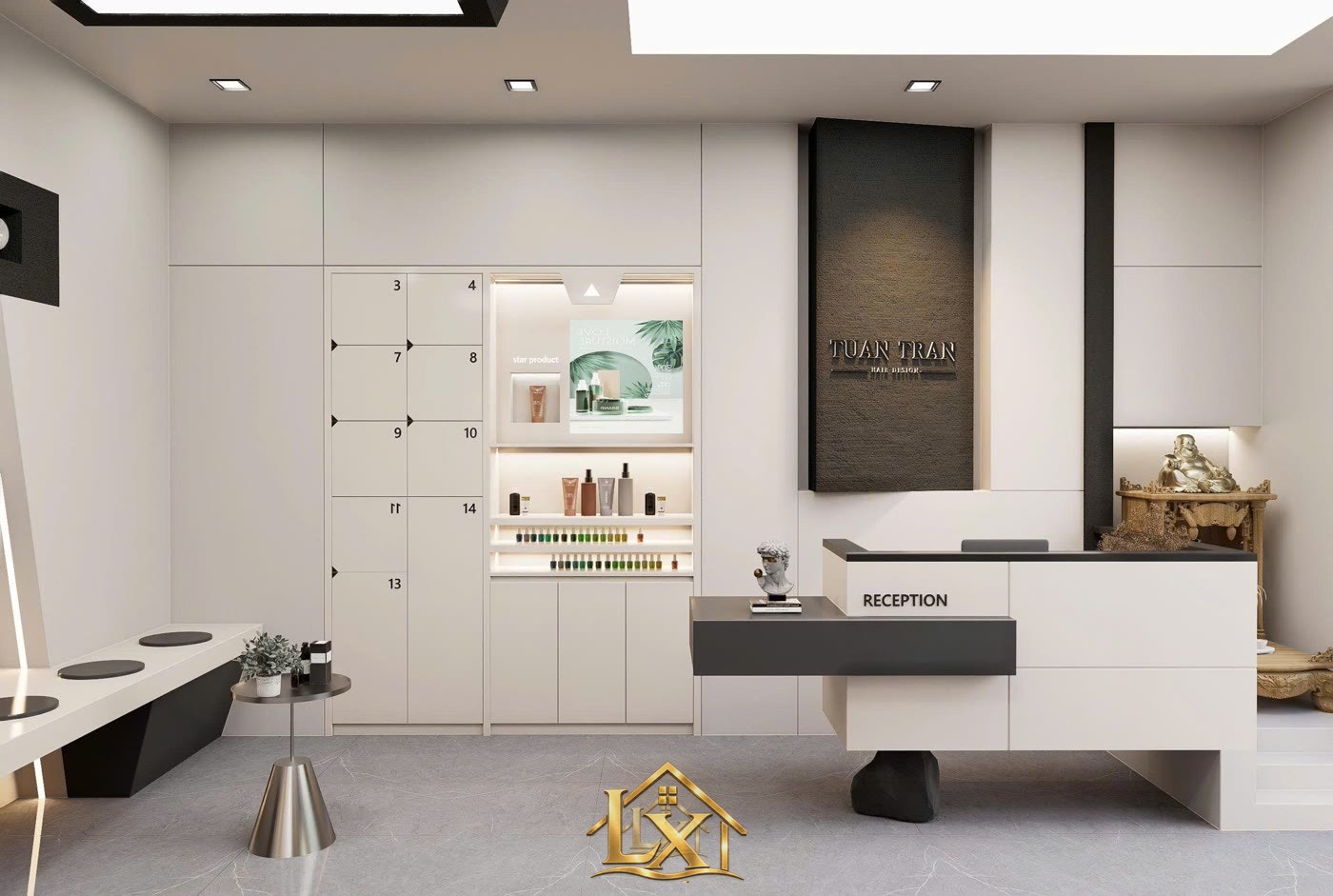 Mẫu tủ trưng bày sản phẩm mỹ phẩm salon do Nội Thất Hà Tuấn LX thi công 24 - Nội Thất Hà Tuấn LX